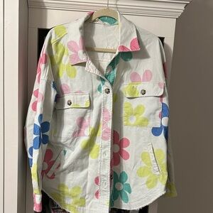 Floral Button-Up Shirt with Pockets